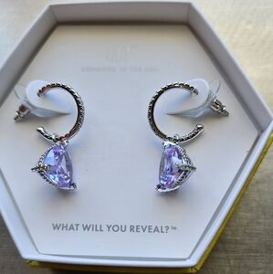 Bomb Party (BP) earrings. Lavender Topaz Cubic Zircornia Rhodium Plating.